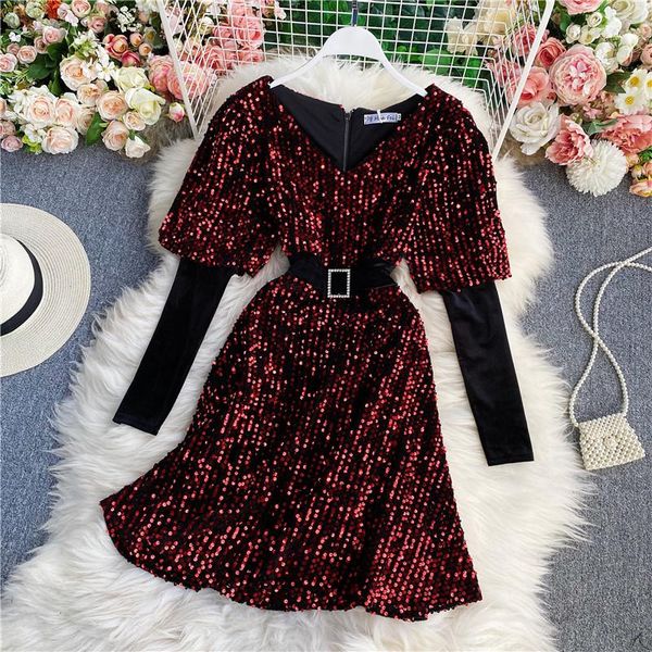 casual dresses autumn winter red/silver/black sequin dress women elegant long sleeve high waist party vestidos female 2021 fashion, Black;gray
casual dresses autumn winter red/silver/black sequin dress women elegant long sleeve high waist party vestidos female 2021 fashion, Black;gray