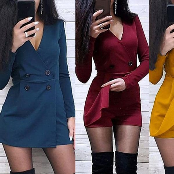 womens romper chic women playsuits solid color long sleeve v neck double breasted short playsuit jumpsuit drop, Black;white
womens romper chic women playsuits solid color long sleeve v neck double breasted short playsuit jumpsuit drop, Black;white