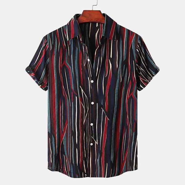 men's casual shirts lapel striped printed shirt summer fashion street daily breathable loose quick-drying short sleeve clothing, White;black
men's casual shirts lapel striped printed shirt summer fashion street daily breathable loose quick-drying short sleeve clothing, White;black