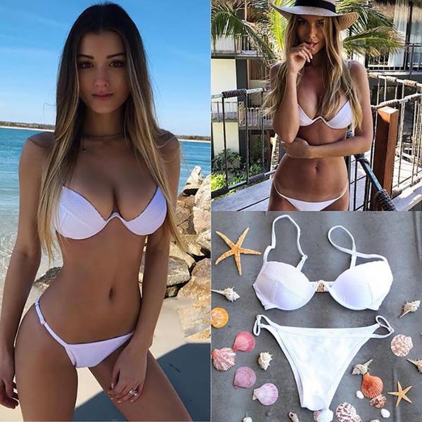 women's swimwear nidalee brazilian solid lace-up bikini set swimming wear summer bathing suit woman's padded biquin, White;black
women's swimwear nidalee brazilian solid lace-up bikini set swimming wear summer bathing suit woman's padded biquin, White;black