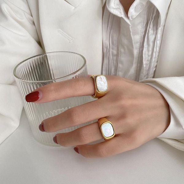 cluster rings tarnish stainless steel for women 2021 fashionable square white shell men's ring 18k gold plated jewelry, Golden;silver
cluster rings tarnish stainless steel for women 2021 fashionable square white shell men's ring 18k gold plated jewelry, Golden;silver