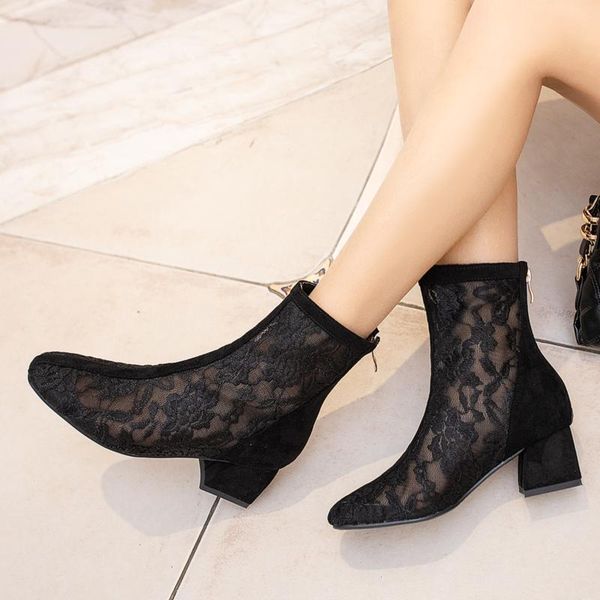 boots spring thick heel hollow short women lace middle ankle women's shoes summer, Black
boots spring thick heel hollow short women lace middle ankle women's shoes summer, Black