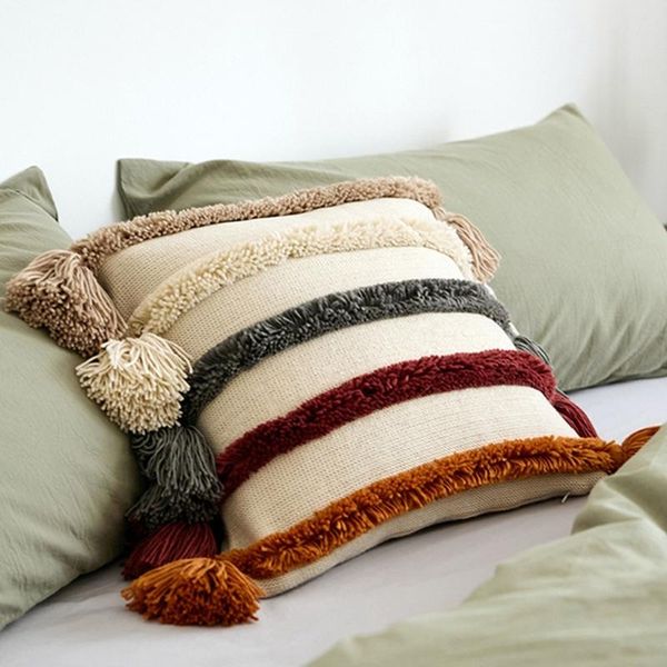 pillow case nordic style woven embroidery throw tufted rainbow multicolor striped tassels geometric square cushion cover
pillow case nordic style woven embroidery throw tufted rainbow multicolor striped tassels geometric square cushion cover