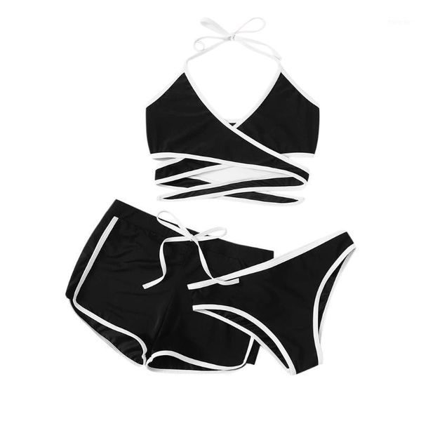 women's swimwear swimsuit polyester swim wear women 2021 bikini summer three-piece set beachwear, White;black
women's swimwear swimsuit polyester swim wear women 2021 bikini summer three-piece set beachwear, White;black