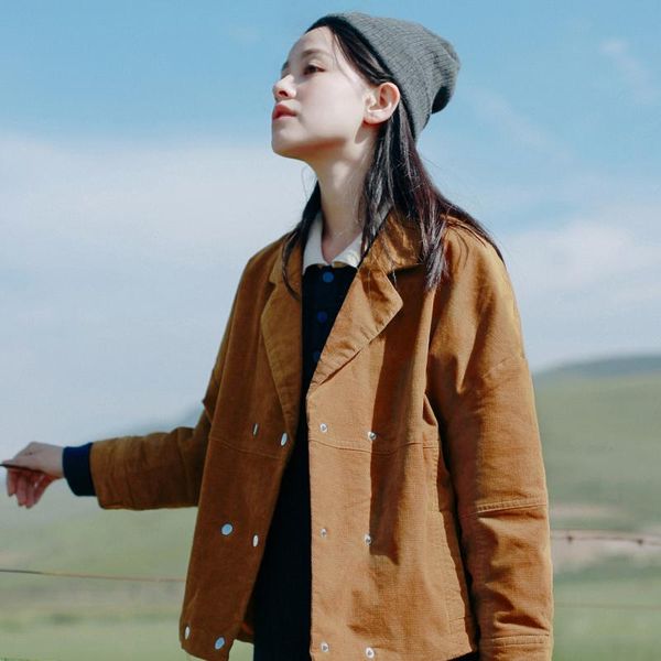 women's jackets artistic retro velveteen double-breasted short jacket female casual small loose suit collar shirt, Black;brown
women's jackets artistic retro velveteen double-breasted short jacket female casual small loose suit collar shirt, Black;brown