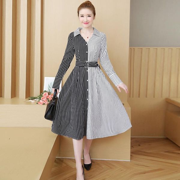 casual dresses plus size 5xl women's shirt dress 2021 spring summer fashion striped long sleeve office mid j198, Black;gray
casual dresses plus size 5xl women's shirt dress 2021 spring summer fashion striped long sleeve office mid j198, Black;gray
