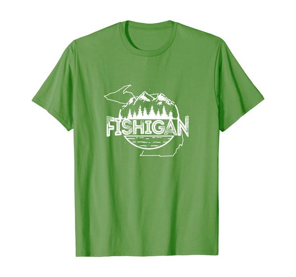 fishigan, t-shirt for michigan fisherman and outdoorsmen, White;black 
fishigan, t-shirt for michigan fisherman and outdoorsmen, White;black