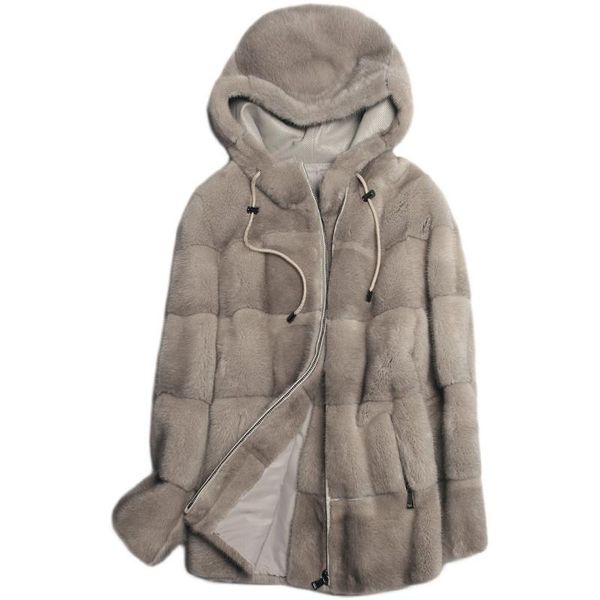 women's fur & faux arlenesain custom gray mink women hooded jacket, Black 
women's fur & faux arlenesain custom gray mink women hooded jacket, Black