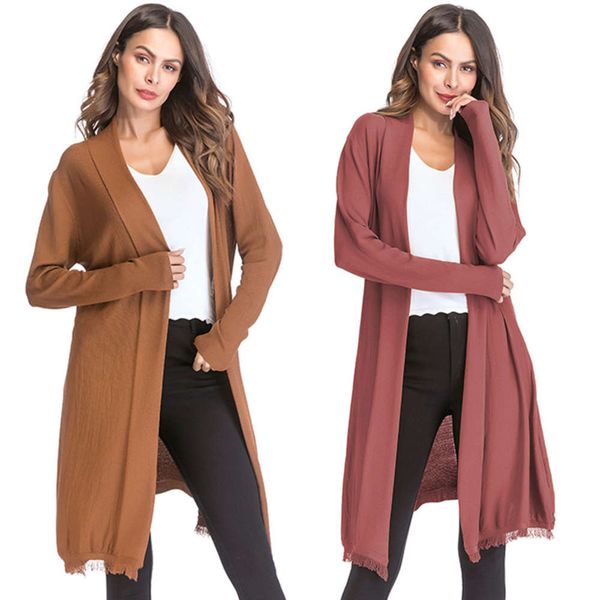 women's spring thin long sve knitting fashion tassel solid color cardigan coat for women, White
women's spring thin long sve knitting fashion tassel solid color cardigan coat for women, White