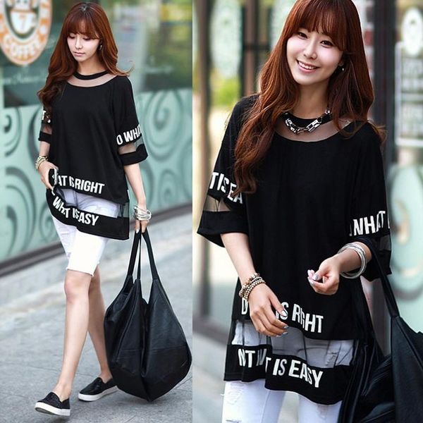 limited time salebig size t shirt women summer casual loose hollow out letter printed long mesh female t-shirt, White
limited time salebig size t shirt women summer casual loose hollow out letter printed long mesh female t-shirt, White