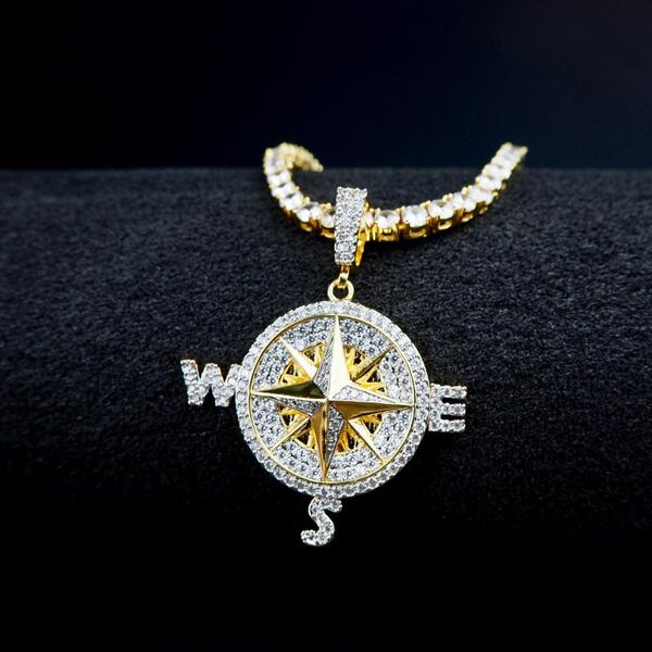 pendant necklaces hip-hop compass personality sparkling zircon micro-inlaid necklace hiphop accessories, Silver
pendant necklaces hip-hop compass personality sparkling zircon micro-inlaid necklace hiphop accessories, Silver