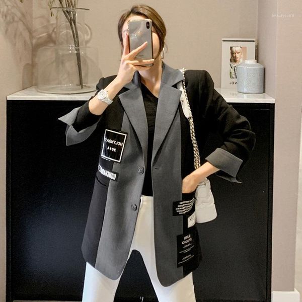 women suit jacket for small 2021 autumn and winter korean style design sense temperament casual loose tren women's suits & blazers, White;black
women suit jacket for small 2021 autumn and winter korean style design sense temperament casual loose tren women's suits & blazers, White;black