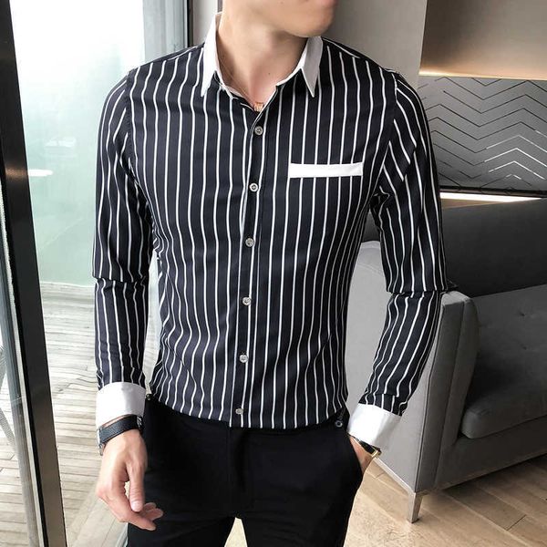 fashion striped shirts men long sleeve slim fit shirt casual business formal dress clothes streetwear social party blouse camisa 210527, White;black
fashion striped shirts men long sleeve slim fit shirt casual business formal dress clothes streetwear social party blouse camisa 210527, White;black