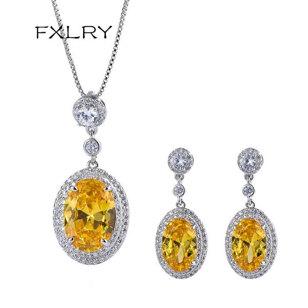 earrings & necklace fxlry elegant fashion yellow cubic zircon geometric ellipse necklace/earrings jewelry sets anniversary party gift, Silver
earrings & necklace fxlry elegant fashion yellow cubic zircon geometric ellipse necklace/earrings jewelry sets anniversary party gift, Silver