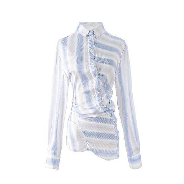 spring design fashion pleated patchwork irregular turn-down collar full shirts womens 210615, White
spring design fashion pleated patchwork irregular turn-down collar full shirts womens 210615, White