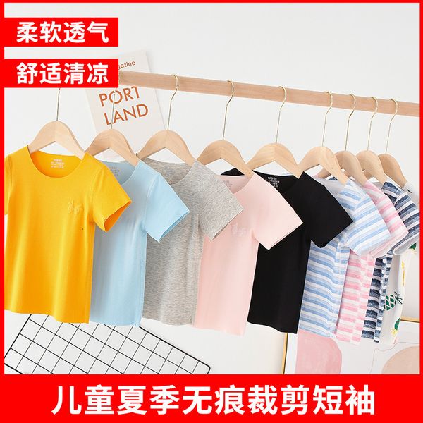 round modal summer neck ice t-shirt short cut baby seamless stripe children's half sleeve, Black;white
round modal summer neck ice t-shirt short cut baby seamless stripe children's half sleeve, Black;white