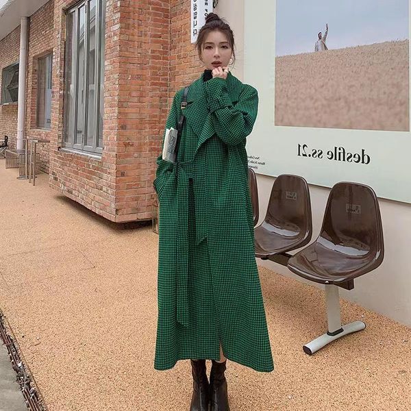 women's wool & blends autumn winter suit collar green over-the-knee woolen coat fashionable temperament loose high-quality jacket femal, Black
women's wool & blends autumn winter suit collar green over-the-knee woolen coat fashionable temperament loose high-quality jacket femal, Black