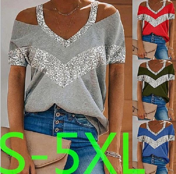 oversize tee sequins patchwork off shoulder women summer halter v-neck short sleeve t shirt tshirts womans clothin, White
oversize tee sequins patchwork off shoulder women summer halter v-neck short sleeve t shirt tshirts womans clothin, White