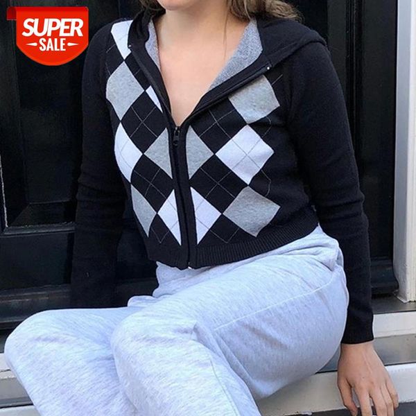 vintage 90s argyle plaid knitted long sleeve zipper hooded cardigan sweaters women 2020 autumn streetwear y2k crop knitwear #kq74, White
vintage 90s argyle plaid knitted long sleeve zipper hooded cardigan sweaters women 2020 autumn streetwear y2k crop knitwear #kq74, White