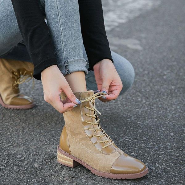 boots fall 2021 women's motorcycle ankle leather patchwork lacing back zipper with thick heel women, Black
boots fall 2021 women's motorcycle ankle leather patchwork lacing back zipper with thick heel women, Black