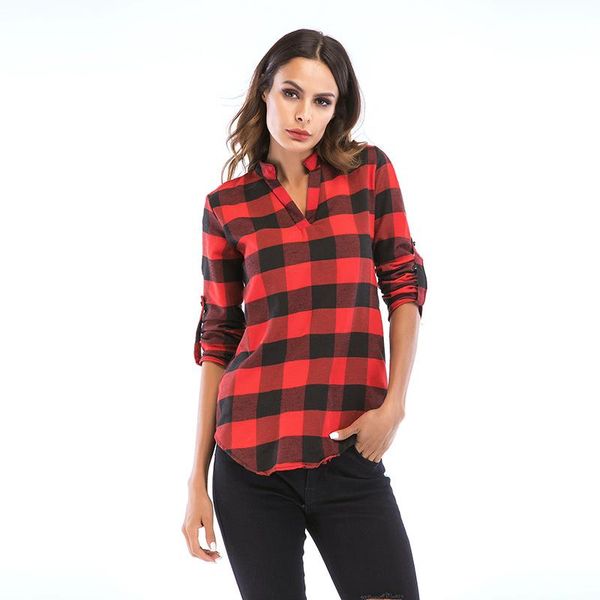 women's blouses & shirts lady autumn spring stand collar v neck roll tab long sleeves tunic plaid pullover shirt blouse for women casua, White
women's blouses & shirts lady autumn spring stand collar v neck roll tab long sleeves tunic plaid pullover shirt blouse for women casua, White