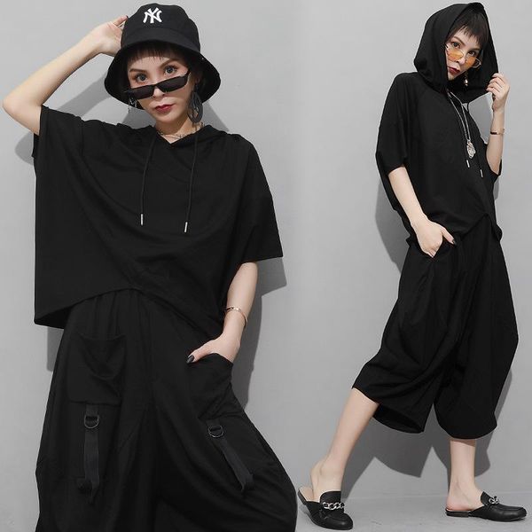 women's hoodies & sweatshirts european and american summer bat sleeve personality stitching irregular hooded thin section tide t, Black
women's hoodies & sweatshirts european and american summer bat sleeve personality stitching irregular hooded thin section tide t, Black