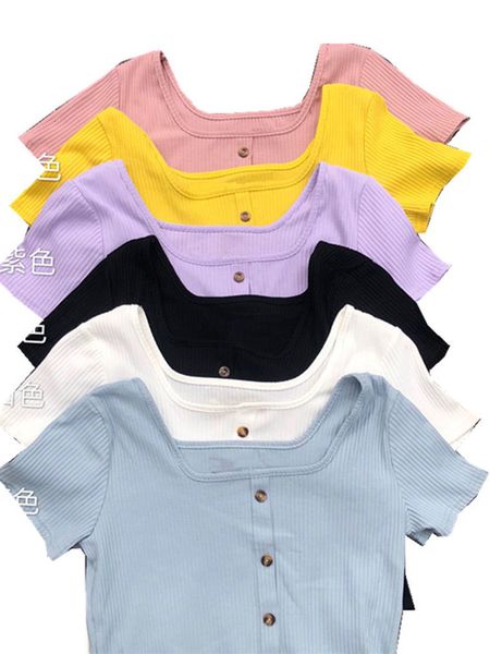 women t-shirts square-neck knitted cute tees solid short sleeve casual summer t-shirt womem 4p9d, White
women t-shirts square-neck knitted cute tees solid short sleeve casual summer t-shirt womem 4p9d, White