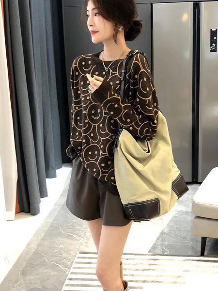 women's knits & tees fanlis brown crew neck sweater thin loose large lazy pullover early autumn 2021, White
women's knits & tees fanlis brown crew neck sweater thin loose large lazy pullover early autumn 2021, White