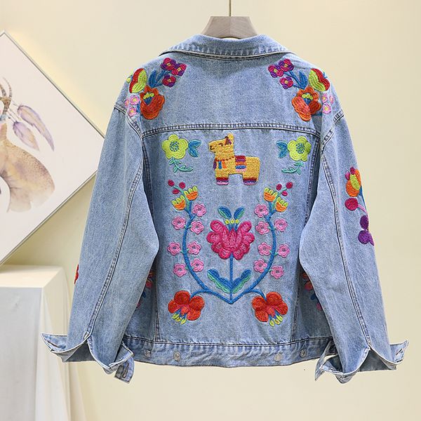 korean fashion embroidery flowers lapel long sleeve pockets denim women outerwear harajuku loose jeans jacket coat female iz36, Black;brown
korean fashion embroidery flowers lapel long sleeve pockets denim women outerwear harajuku loose jeans jacket coat female iz36, Black;brown