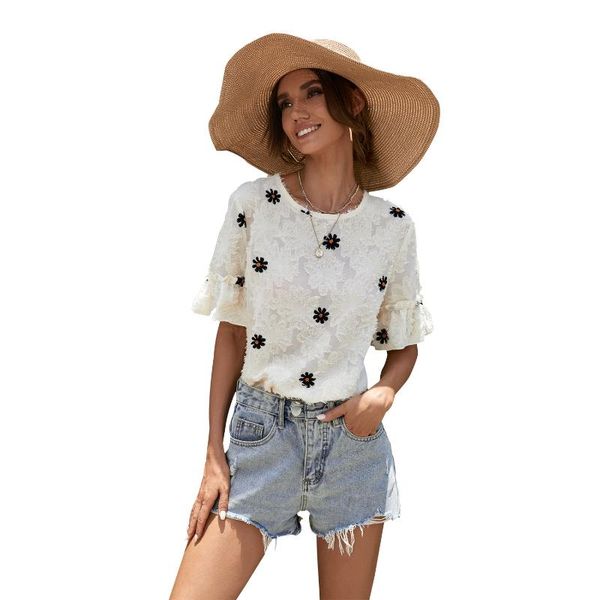 women's blouses & shirts white daisy embroidery ruffle blouse women 2021 elegant casual simple office ladies work tassels patchwork shi
women's blouses & shirts white daisy embroidery ruffle blouse women 2021 elegant casual simple office ladies work tassels patchwork shi