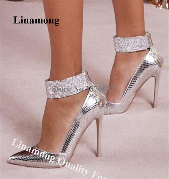 dress shoes linamong elegant pointed toe silver rhinestone ankle strap stiletto heel pumps back zipper-up blue high heels wedding shoe, Black
dress shoes linamong elegant pointed toe silver rhinestone ankle strap stiletto heel pumps back zipper-up blue high heels wedding shoe, Black