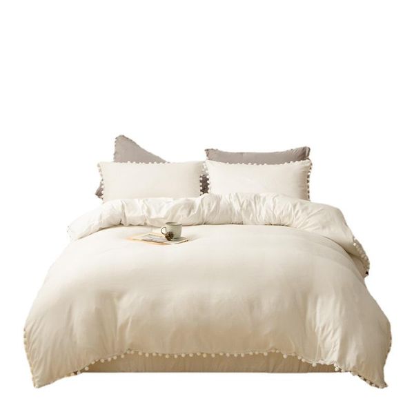 bedding sets simple and light luxury set princess wind ball edge washed cotton 3-piece can be solid color plus
bedding sets simple and light luxury set princess wind ball edge washed cotton 3-piece can be solid color plus