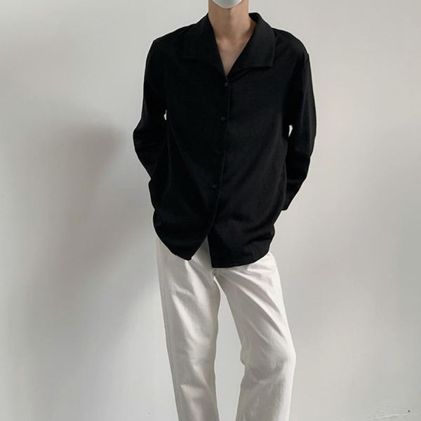 men's casual shirts 2021 autumn turn-down collar long sleeve white black solid color shirt for men loose japan style
men's casual shirts 2021 autumn turn-down collar long sleeve white black solid color shirt for men loose japan style