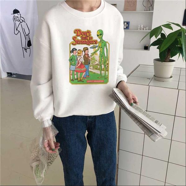 80s thick loose sweatshirt female thicken coat 90s vintage dont talk to strangers printed casual hooded hoodies pullover women, White
80s thick loose sweatshirt female thicken coat 90s vintage dont talk to strangers printed casual hooded hoodies pullover women, White