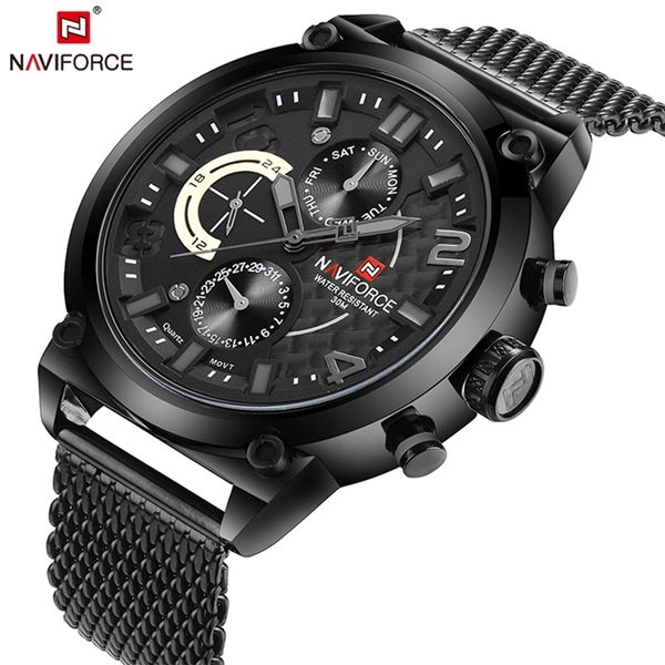 naviforce brand black fashion mesh steel mens quartz watch 24 hour date clock male sport military wristwatches relogio masculino 210608, Slivery;brown
naviforce brand black fashion mesh steel mens quartz watch 24 hour date clock male sport military wristwatches relogio masculino 210608, Slivery;brown