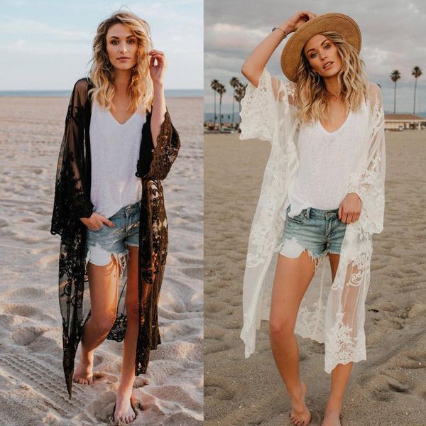 women's swimwear beach pareo women lace cardigan kaftan shawl coat wear cover up blouse 2021 bathing suit cape for swimsuit, White;black
women's swimwear beach pareo women lace cardigan kaftan shawl coat wear cover up blouse 2021 bathing suit cape for swimsuit, White;black
