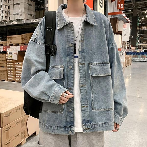 men's jackets denim jacket men 2021 autumn winter fashion cotton solid color blue overcoat male oversize pocket button coats outerwear, Black;brown
men's jackets denim jacket men 2021 autumn winter fashion cotton solid color blue overcoat male oversize pocket button coats outerwear, Black;brown