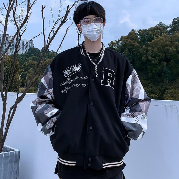 men's jackets streetwear baseball jacket for men embroidery fashion coat, Black;brown
men's jackets streetwear baseball jacket for men embroidery fashion coat, Black;brown