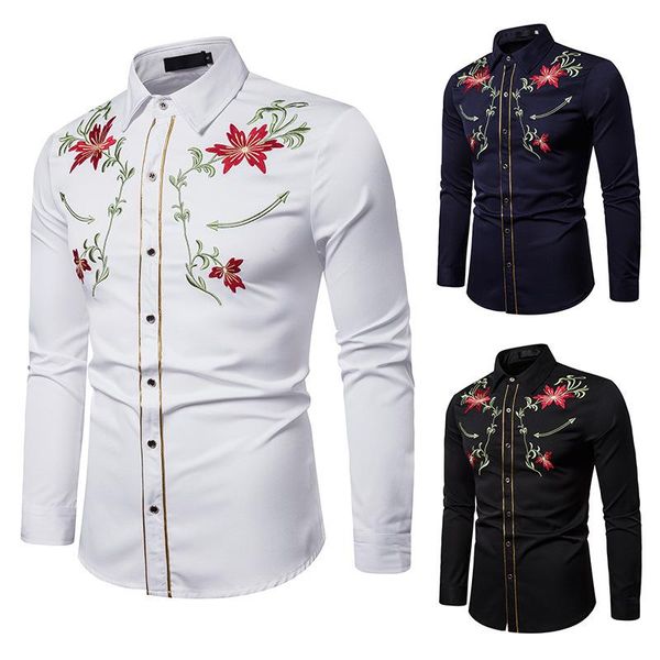 2021 men's fashion embroidery shirt youth style flower embroidery long sleeve shirt, White;black
2021 men's fashion embroidery shirt youth style flower embroidery long sleeve shirt, White;black