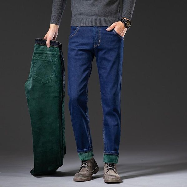 men's jeans 2021 sulee winter thick green fleece warm business fashion classic style black blue denim straight 
men's jeans 2021 sulee winter thick green fleece warm business fashion classic style black blue denim straight