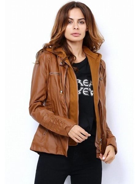 women's leather & faux jacket european and american motorcycle female pu, Black
women's leather & faux jacket european and american motorcycle female pu, Black