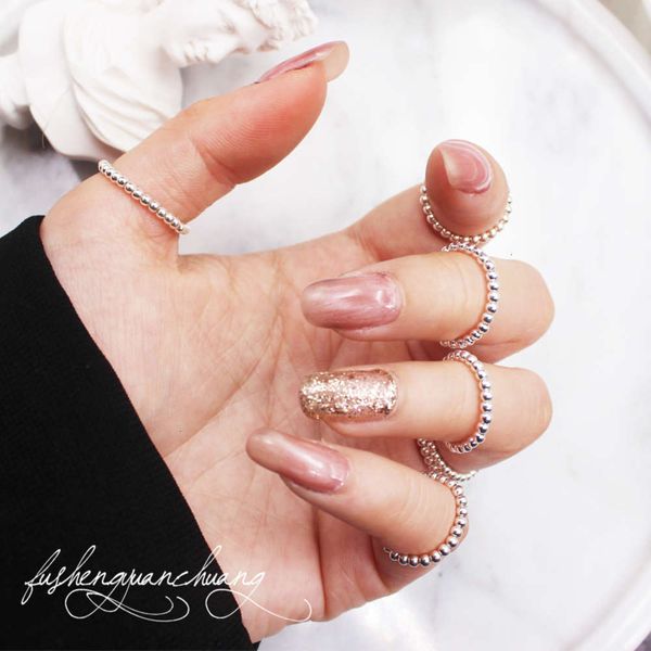 ins extremely fine handmade 925 round bead elastic beaded sterling sier ring simple jewelry fashion, Silver
ins extremely fine handmade 925 round bead elastic beaded sterling sier ring simple jewelry fashion, Silver