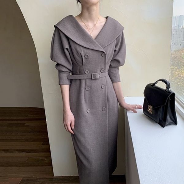 new 2021 spring women elegant fashion double-breasted midi office lady designer casual slim party clothes vestidos pt54, Black;gray
new 2021 spring women elegant fashion double-breasted midi office lady designer casual slim party clothes vestidos pt54, Black;gray