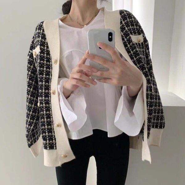 women's sweaters shengpalae plaid coat knitting plain, autumn and winter for women, korean fabric with simple color contrast, zt1423, y, White;black
women's sweaters shengpalae plaid coat knitting plain, autumn and winter for women, korean fabric with simple color contrast, zt1423, y, White;black
