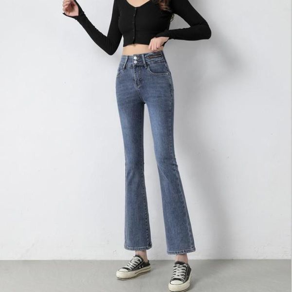 women's jeans micro flared pants 2021 spring and autumn high waist slim nine point, Blue
women's jeans micro flared pants 2021 spring and autumn high waist slim nine point, Blue
