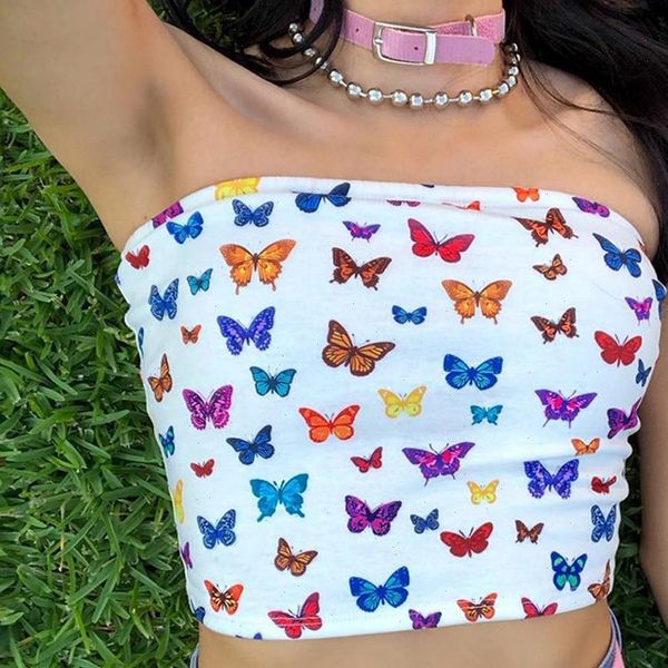 summer women girl butterfly print wrapped chest boob tube transgender undershirt strapless short tube crop top, White
summer women girl butterfly print wrapped chest boob tube transgender undershirt strapless short tube crop top, White