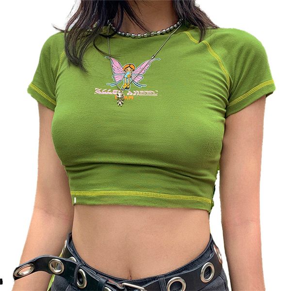 e-girl butterfly graphic and letter printing stitch green crop y2k summer grunge style o-neck short sleeve t-shirt, White
e-girl butterfly graphic and letter printing stitch green crop y2k summer grunge style o-neck short sleeve t-shirt, White