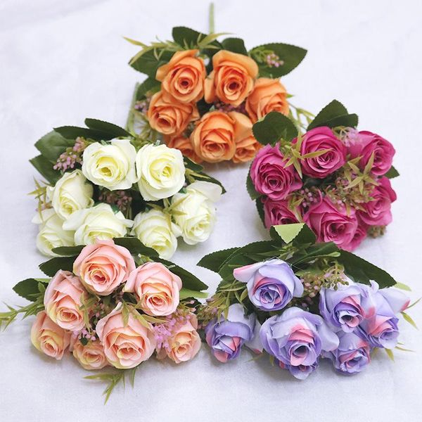 decorative flowers & wreaths modern simple fresh simulation bouquet dried flower rose silk home decoration fake ornament plant