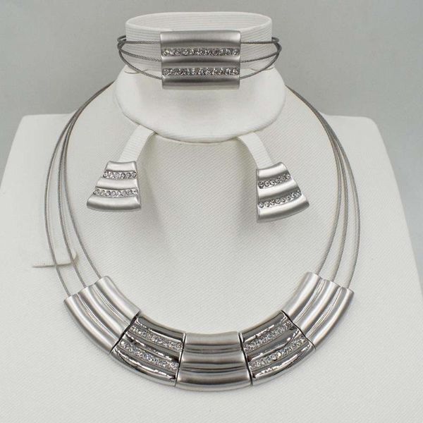 earrings & necklace 2021 fashion bamboo shape african beads jewelry set exquisite flash dubai nigerian wedding bridal bijoux, Silver
earrings & necklace 2021 fashion bamboo shape african beads jewelry set exquisite flash dubai nigerian wedding bridal bijoux, Silver