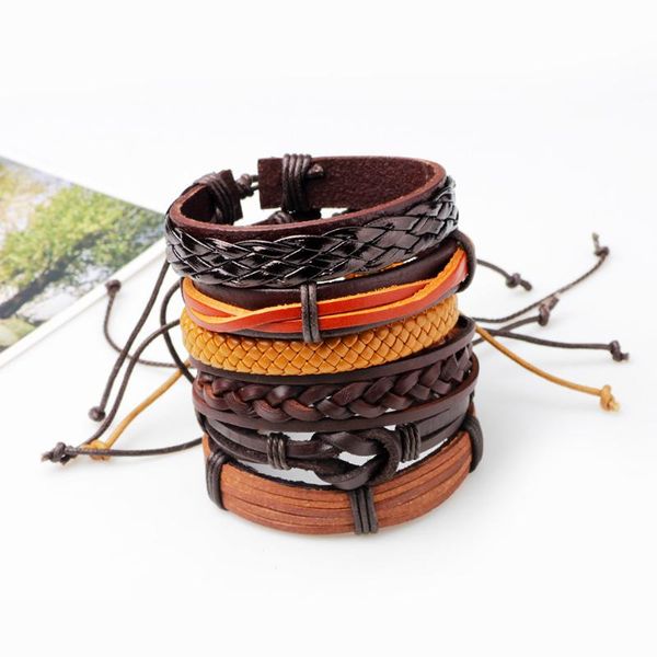 charm bracelets 6pcs/set boho gypsy hippie punk dark brown leather wax cord rope wrap knot layers stacked set for man wrist jewelry, Golden;silver
charm bracelets 6pcs/set boho gypsy hippie punk dark brown leather wax cord rope wrap knot layers stacked set for man wrist jewelry, Golden;silver